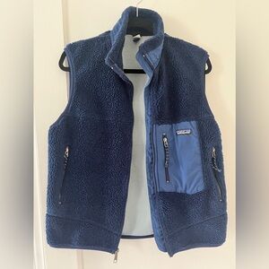 Vtg Patagonia Navy Blue Fleece Vest with Chest Pocket Med